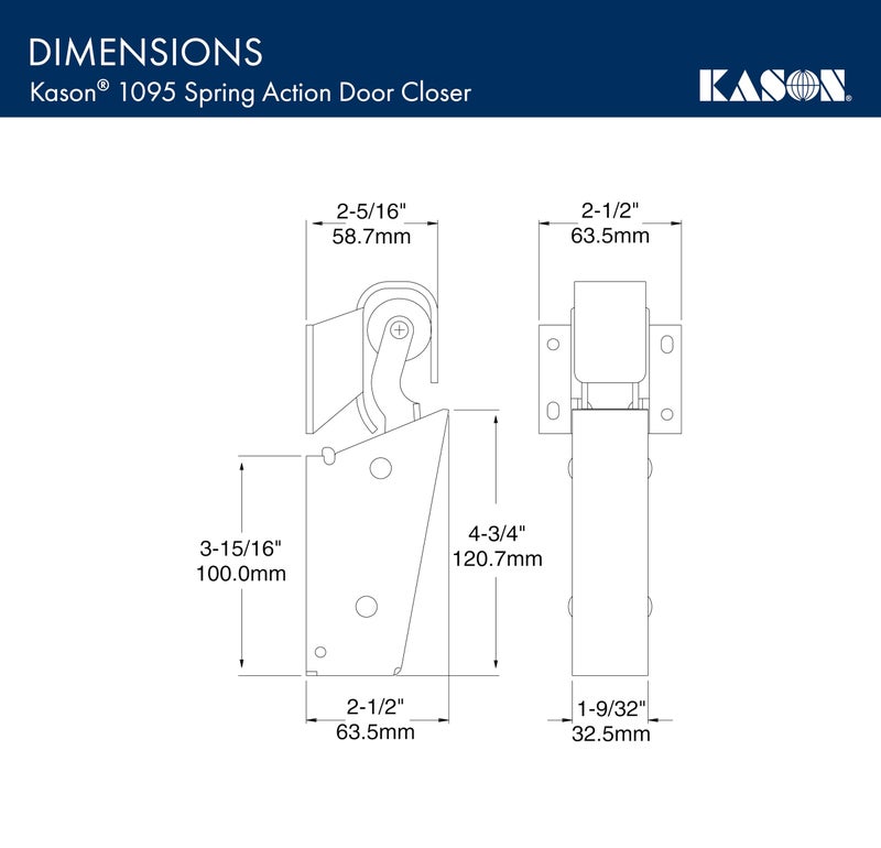 Kason 1095 Spring Action Door Closer and Adjustable Wide-Hook, Flush to 3/4 Inch Offset, 11095000013_11094000026 - Image 4